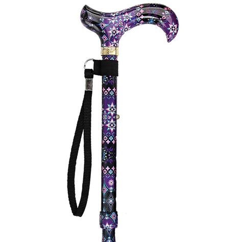 Pretty Purple Folding Adjustable Designer Derby Walking Cane With Engr