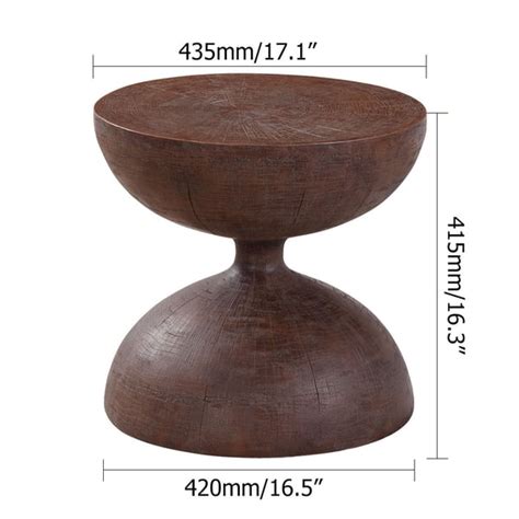 Modern Creative Round Drum Side Table Hourglass Accent Table In Natural