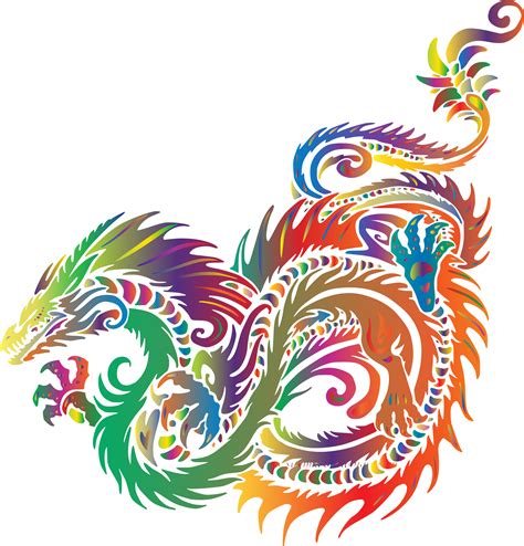 Colored Prismatic Dragon Vector Clipart Image Free Stock Photo