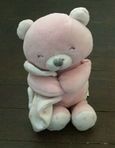 Carters Just One You Pink Plush Teddy Bear Holding Blanket Rattle
