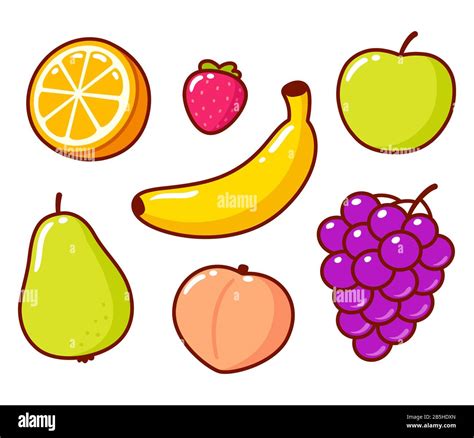 Lindo Juego De Doodle De Frutas De Dibujos Animados Naranja Y Plátano