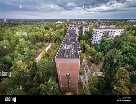 Aerial View Of Pripyat Ghost City Of Chernobyl Nuclear Power Plant Zone