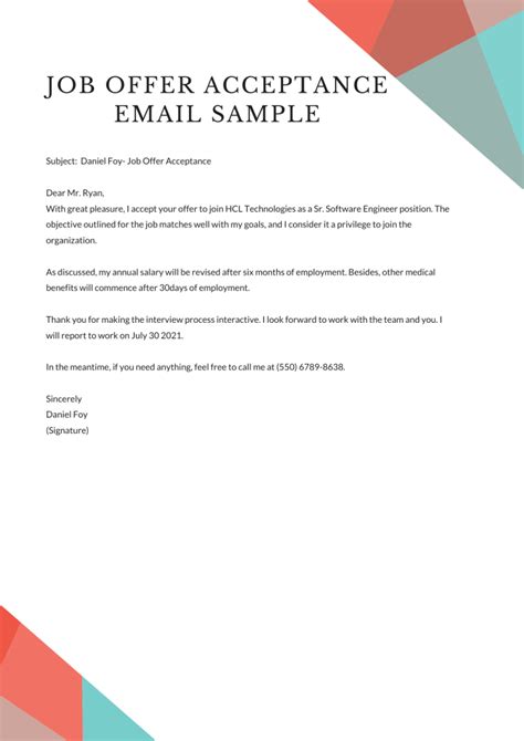 How To Respond To A Job Offer Email Job Offer Acceptance Email Sample