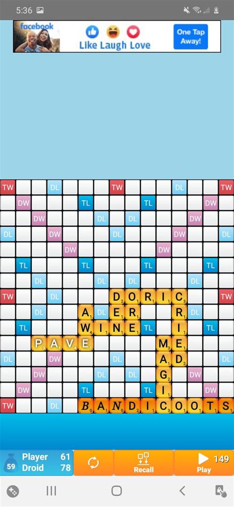 My Highest Scoring Word On Classic Words Bandicoots 149 Rscrabble