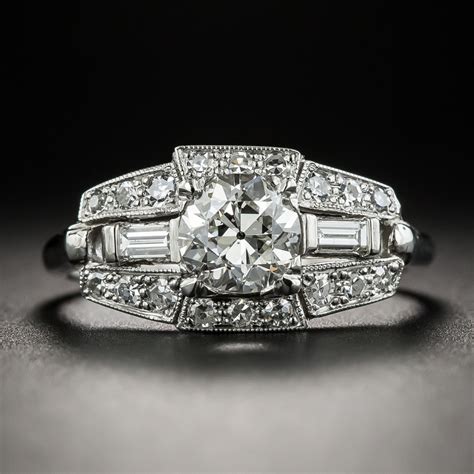 Art Deco 72 Carat Diamond Platinum Engagement Ring Gia I Vs1