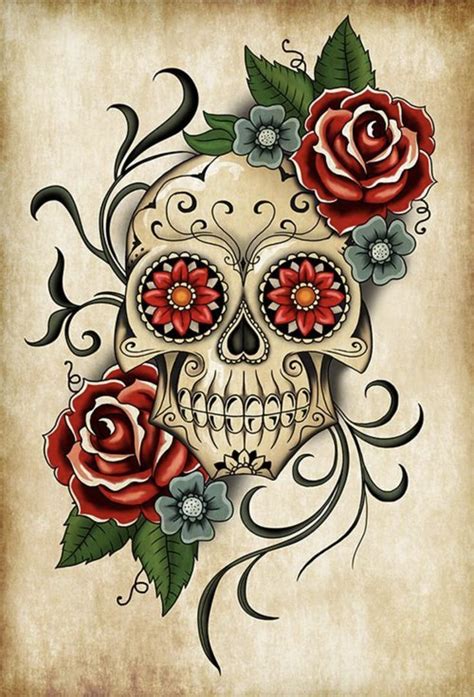 Day Of The Dead Skull Tattoos Day Dead Mexican Skull Tattoo Sleeve