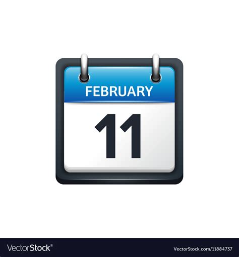 February 11 Calendar Icon Royalty Free Vector Image