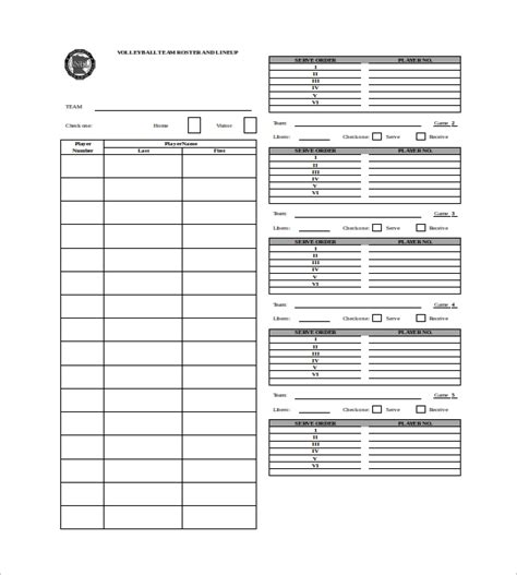 Free 7sample Volleyball Roster Templates In Pdf Ms Word