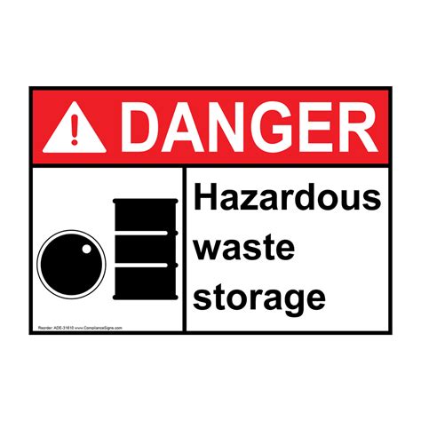 Danger Sign Hazardous Waste Storage Ansi