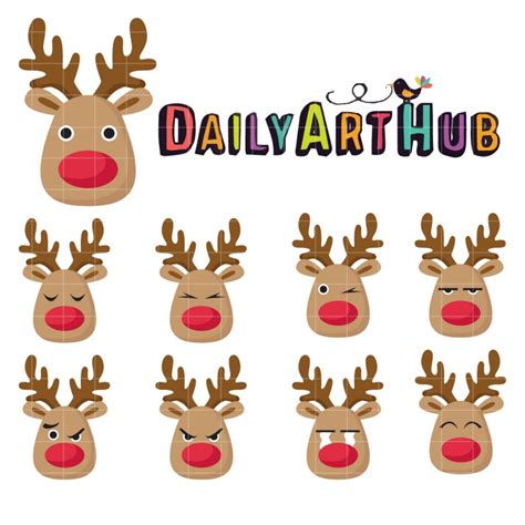 Reindeer Emoji Clip Art Set Daily Art Hub Free Clip Art Everyday