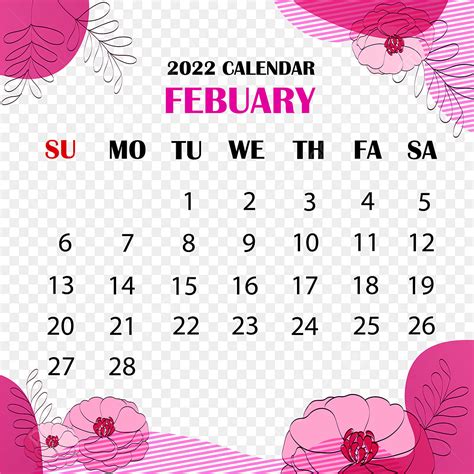Calendario Mensual Febrero 2022 Png Calendario Mensual Febrero 2022