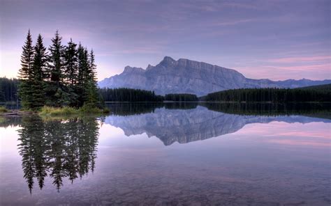Calm Water Of Lake In A Distance Of A Mountain At Daytime Hd Wallpaper