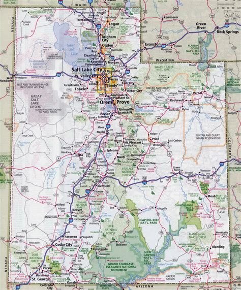 Large Detailed Roads And Highways Map Of Utah State With National Parks Sexiz Pix