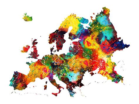 Map Of Europe Colorful Digital Art By Erzebet S Pixels
