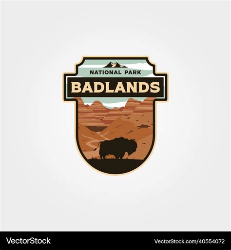 Badlands National Park Logo Vintage Patch Design Vector Image