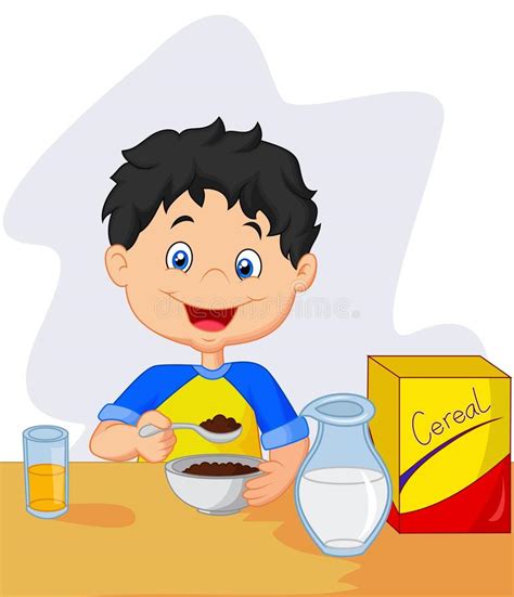 More images for niño tomando desayuno dibujo » Historieta Del Niño Pequeño Que Come Cereales De Desayuno ...