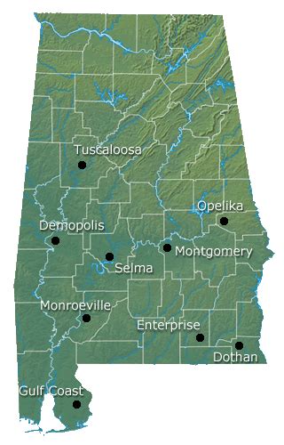 Map Of Alabama Alabama Tuscaloosa Demopolis