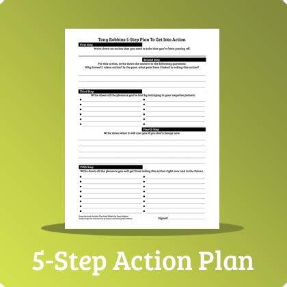 Tony Robbins 5 Step Action Plan Free Printable PDF Included The