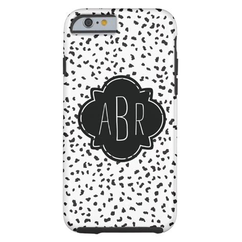 Modern Black And White Dalmatian Spots Monogrammed Tough Iphone 6 Case