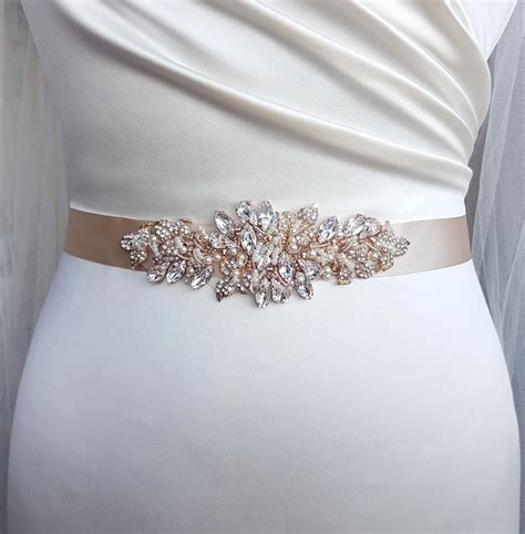 Rose Gold Bridal Belt Swarovski Belt Luxury Bridal Sash Diamante
