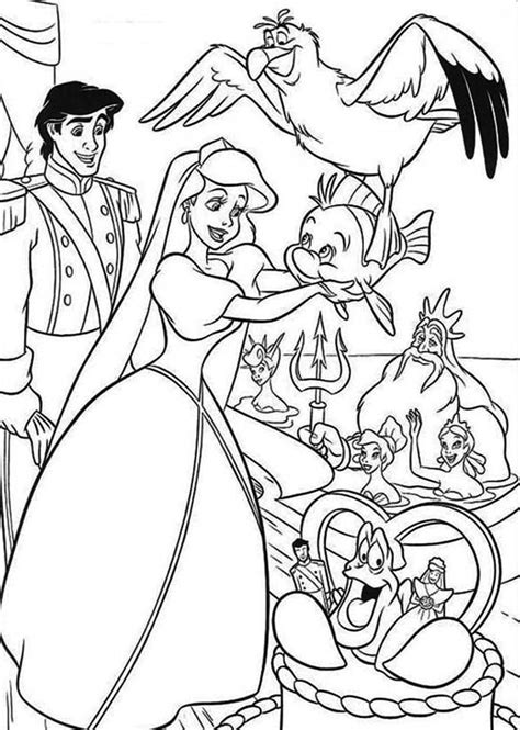 Alice in the wonderland coloring pages of christmas. Ariel And Prince Eric Wedding Day Coloring Page : Coloring ...