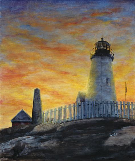 Sunset At Pemaquid Lighthouse Painting By Debbie Palmer Fine Art America