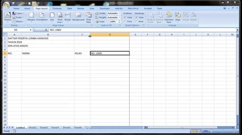 Menyiapkan Lembar Kerja Pada Microsoft Excel
