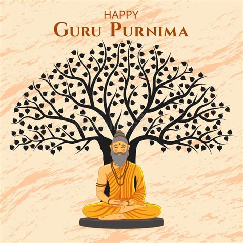 Happy Guru Purnima Traditional Hindu Festival Poster Old Monk Or Sage
