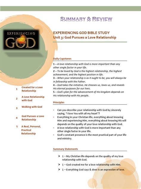 Experiencing God Bible Study Unit 3 God Pursues A Love Relationship