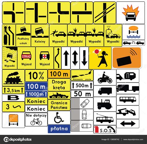 Road Signs In Poland Complementary Plates Vector Format — Stock