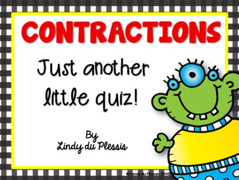 Contractions Quiz Teaching Resources
