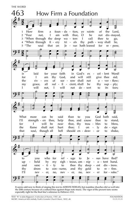 How Firm A Foundation Ye Saints Of The Lord Gospel Song Lyrics