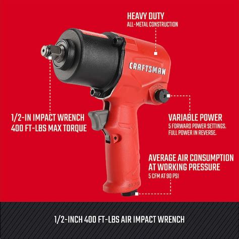 Craftsman 05 In 400 Ft Lb Air Impact Wrench In The Air Impact Wrenches