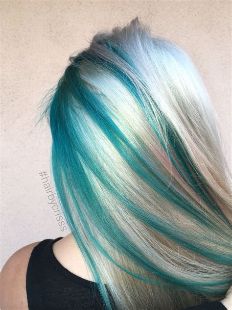 Teal Turquoise Blonde Platinum Mermaid Hair Olaplex Mermaidhair Hair
