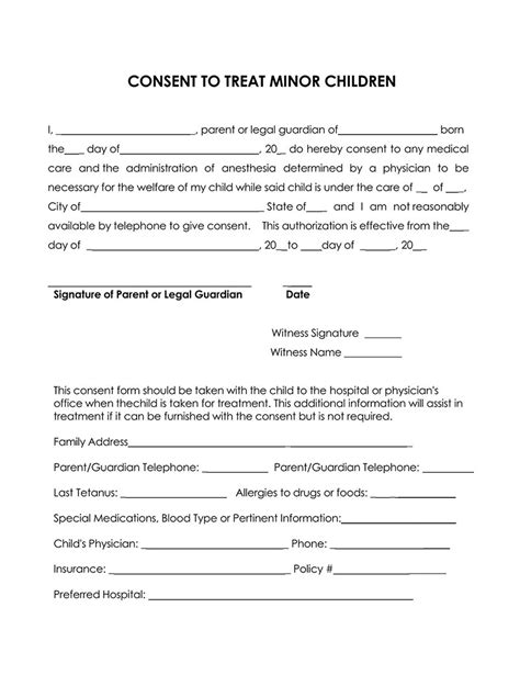 Sample Permission Letter For Medical Treatment Consent