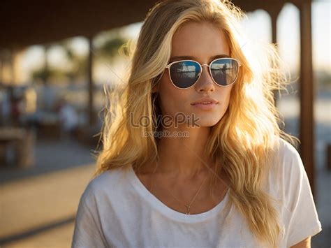 Portrait Of A Beautiful Blonde Woman In Sunglasses On The Beach Picture And Hd Photos Free
