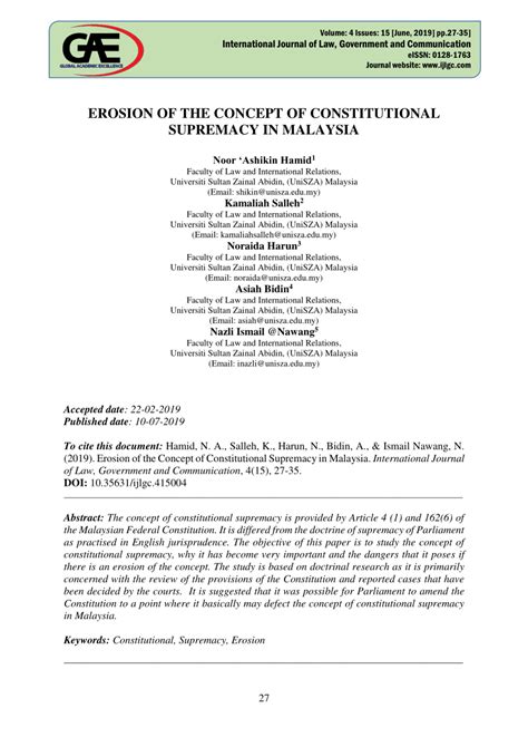 Kuala lumpur, malaysia — malaysia is in crisis. (PDF) EROSION OF THE CONCEPT OF CONSTITUTIONAL SUPREMACY ...