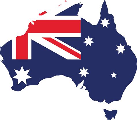 Australia Map With Flag Vector Illustration Transparent Background