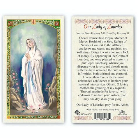Our Lady Of Lourdes Prayer Card 25pcspack Our Lady Of Lourdes