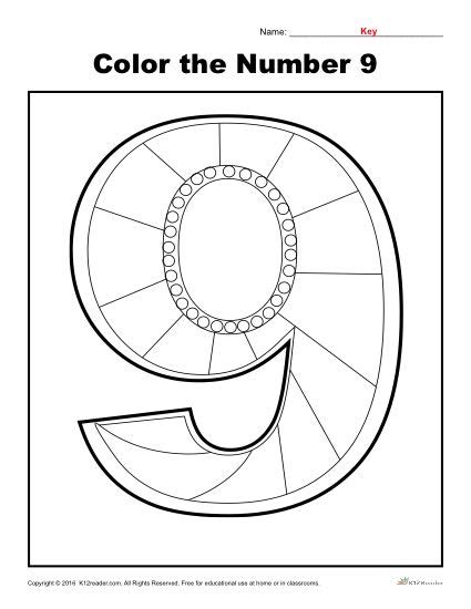 Worksheets Number 9 Coloring Page Sketch Coloring Page