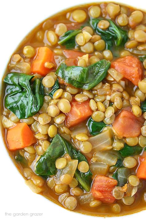 Lentil Spinach Soup Easy And Vegan The Garden Grazer