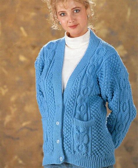 womens aran cardigan knitting pattern pdf download ladies etsy uk in 2022 aran cardigan