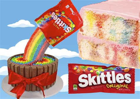 Skittles Rainbow Cake With A Pouring Candy Illusion