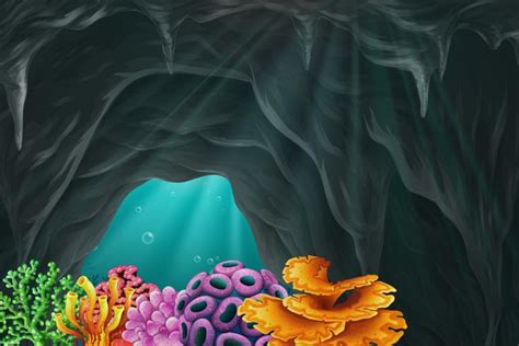 Coral Reef In The Cave Underwater Download Free Vectors