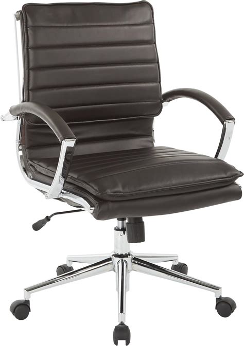Office Star Faux Leather Mid Back Managers Chair With Loop