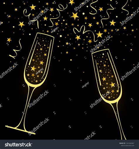 Congratulatory Background Decorative Champagne Glasses Gold Stock Vector Royalty Free