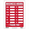 12" X 16" Business Hours Sign - Crown Office Supplies