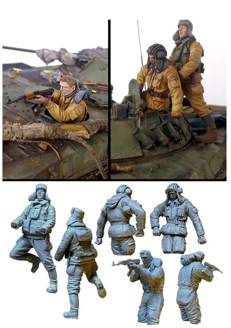 [tuskmodel] 1 35 Scale Resin Model Figures Kit Modern Russian Soldiers Tank Crew In Model