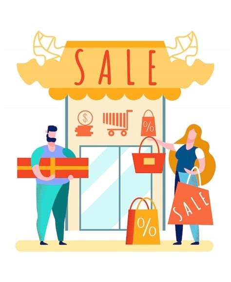 Premium Vector Couple With Purchases Cartoon Illustration