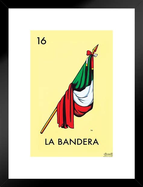 16 La Bandera Flag Loteria Card Mexican Bingo Lottery Matted Framed Art Print Wall Decor 20x26